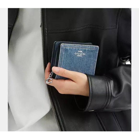 Coach Snap Wallet In Silver/Denim CAP07 NWT - Picture 3 of 6